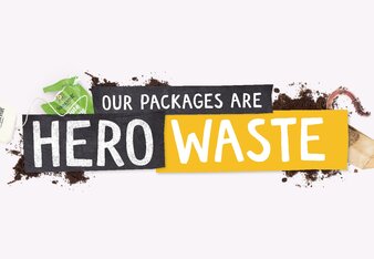 Teaser with the words - Our packages are hero waste | © SONNENTOR